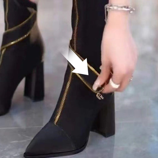 ⏳Time-Limited Special⏰Pointed Toe Chunky Heel Knee High Boots