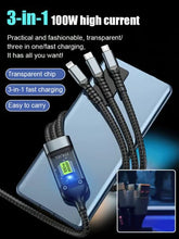 Transparent Luminous Super Fast Charging 3-in-1 Data Cable