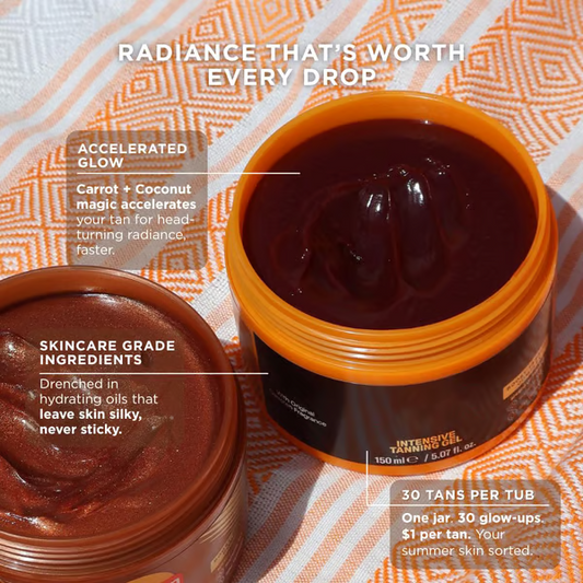 Gold Shimmer Intensive Tanning Gel ~ Sun-kissed glow with hydrating shine in every drop