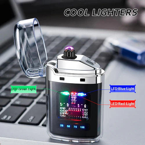 Rechargeable Dual Electric Arc Lighter with LED Display