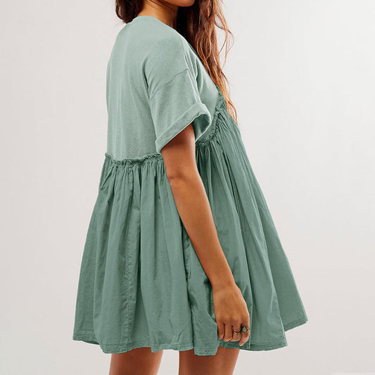 🔥Women's Summer Pleated Babydoll Dress with Pockets