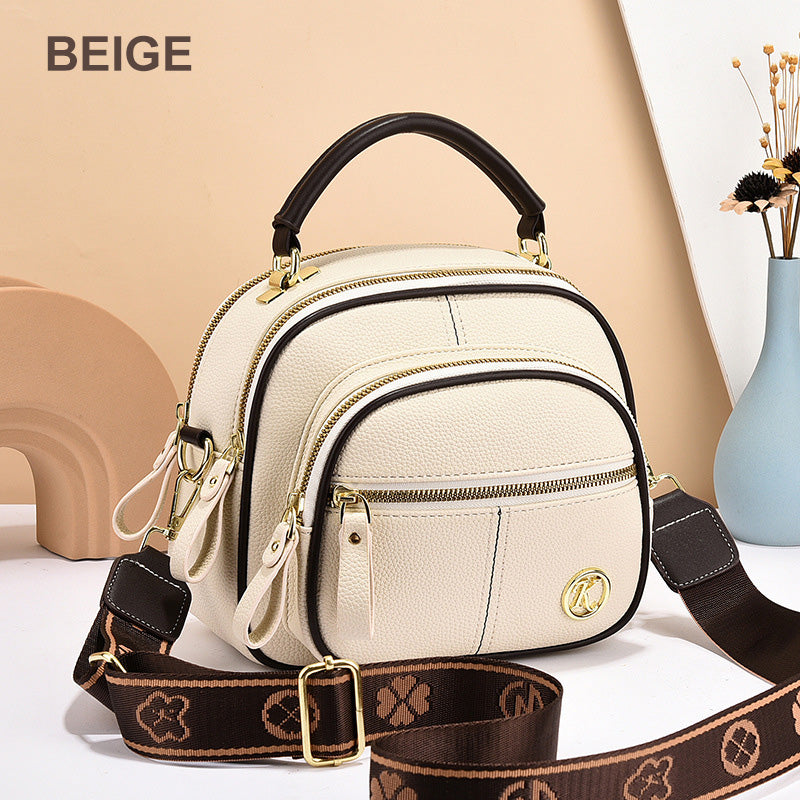 Classic Multifunctional Compartments Adjustable Wide Shoulder Strap PU Leather Crossbody Bag