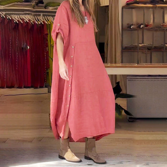 🌸2025 NEW SALES - 50% OFF🌸Women's Breathable Side Button Adjustable Sleeve Dress