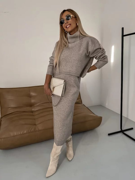 Midi Dress and Turtle Neck Sweater Setš„