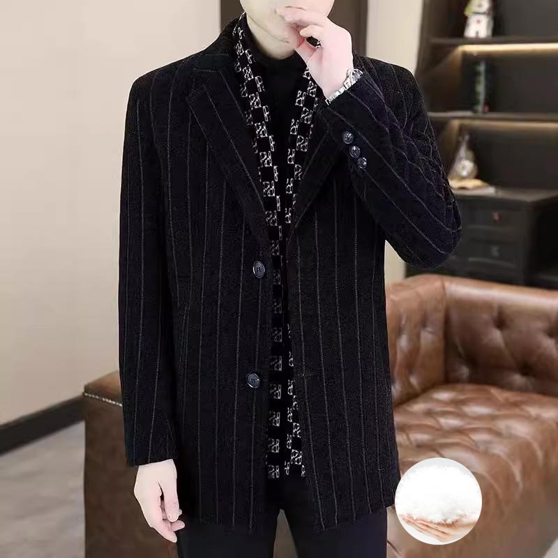Stylish Notched Lapel Winter Tweed Jacket with White Duck Down Lining