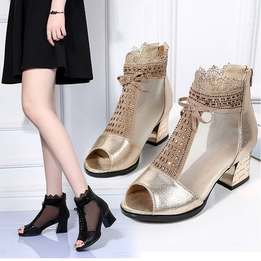 πππWomen's Casual Open-Toe Mesh Sandals