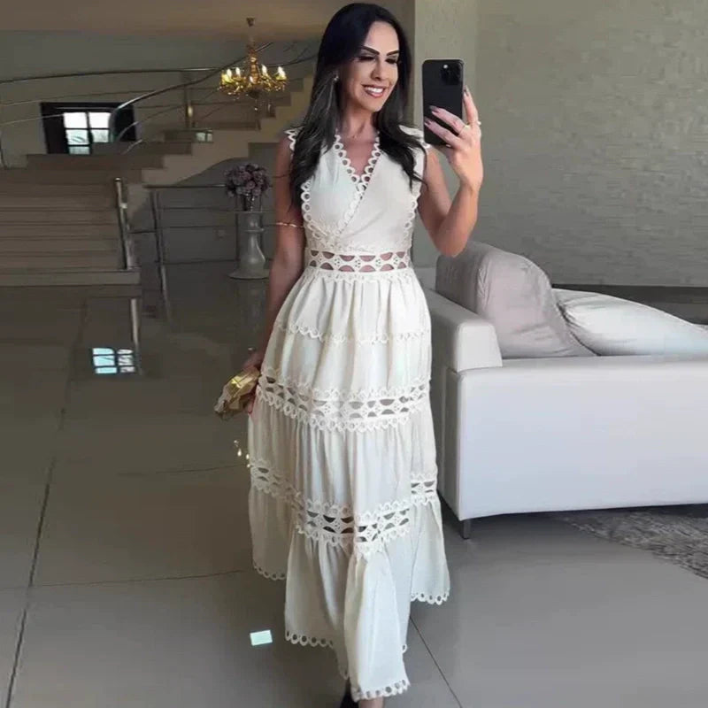 V-Neck Sleeveless Dress with Cut-Out