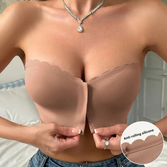 ๐ฅ Last Day 50% OFF! ๐ฅ Seamless Front Closure Strapless Bandeau Bra โ Comfort & Support All Day! ๐