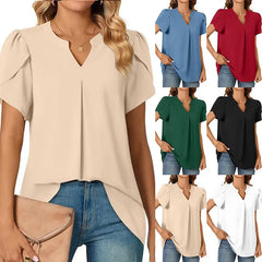 💖HOT SALE 50% OFF💖Women's V-Neck Solid Color Short Sleeve Top