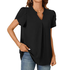 💖HOT SALE 50% OFF💖Women's V-Neck Solid Color Short Sleeve Top