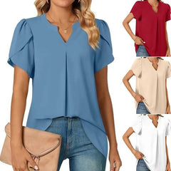 💖HOT SALE 50% OFF💖Women's V-Neck Solid Color Short Sleeve Top