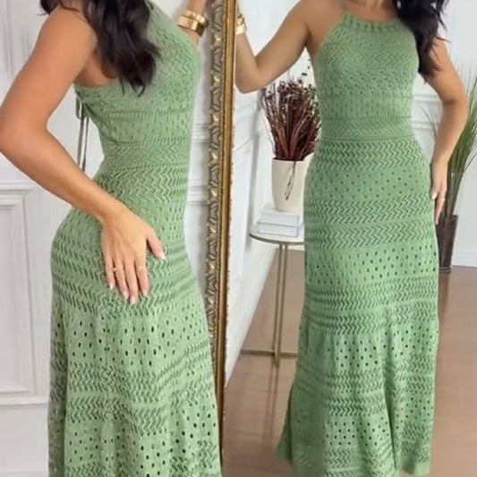 Women's Elegant Hollow Out Halter Dress