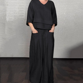 Irregular Hem Cotton Linen Short Sleeve Casual 2-Piece Set