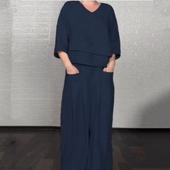 Irregular Hem Cotton Linen Short Sleeve Casual 2-Piece Set