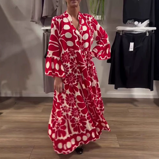 Women's Floral Print Loose-Fit Ankle Length Dress
