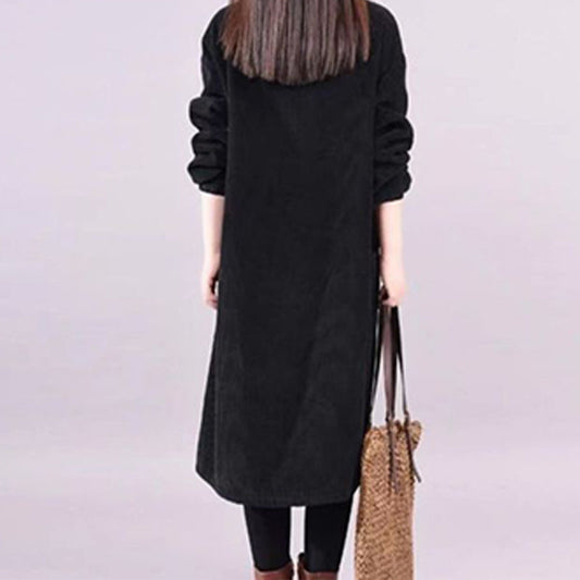 🔥Hot Sale Deals-Women's High Neck Loose Corduroy Maxi Dress