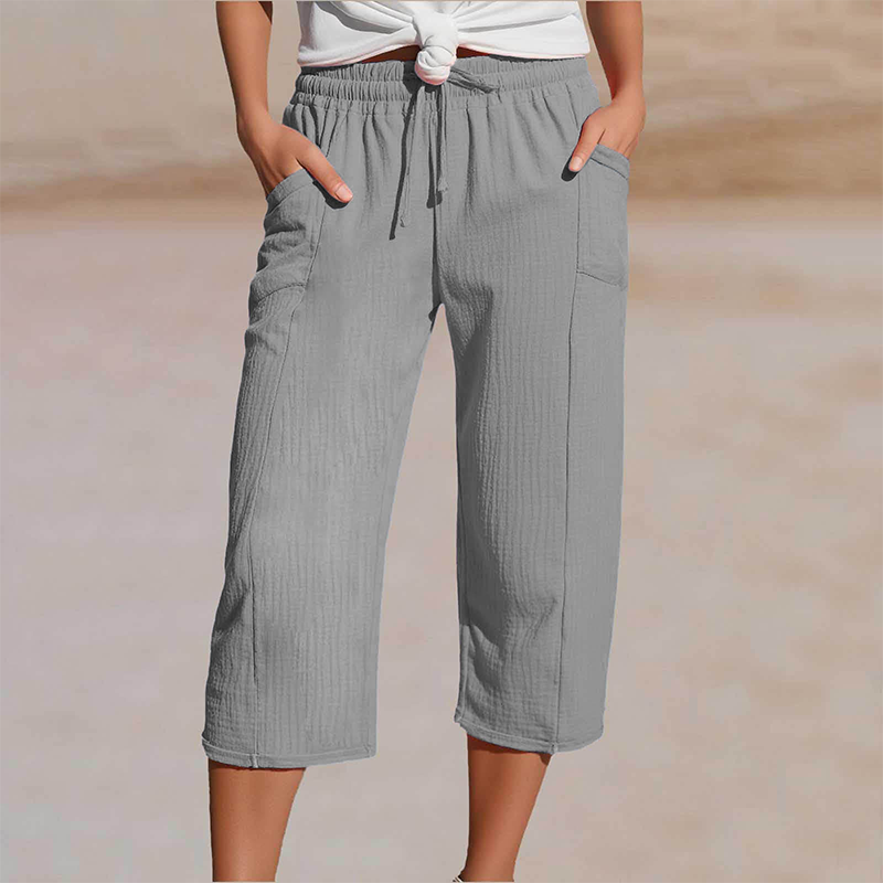 π’π’50% off new arrivals-Women's Solid-Color Pleated Cotton-Linen Cropped Pants