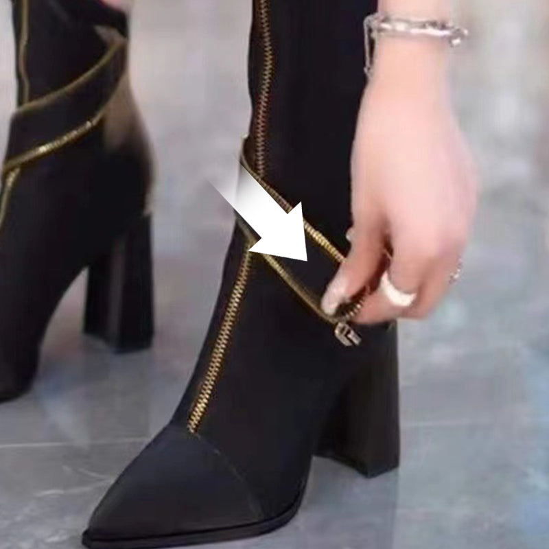 ⏳Time-Limited Special⏰Pointed Toe Chunky Heel Knee High Boots