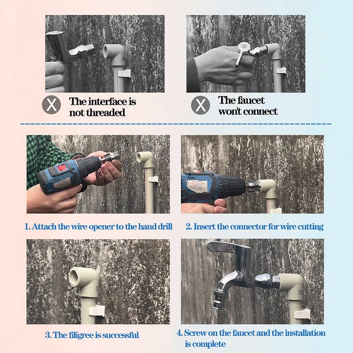 🛠️Electric Drill Compatible PVC Pipe Threader Kit with Various Die Sizes
