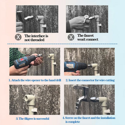 🛠️Electric Drill Compatible PVC Pipe Threader Kit with Various Die Sizes