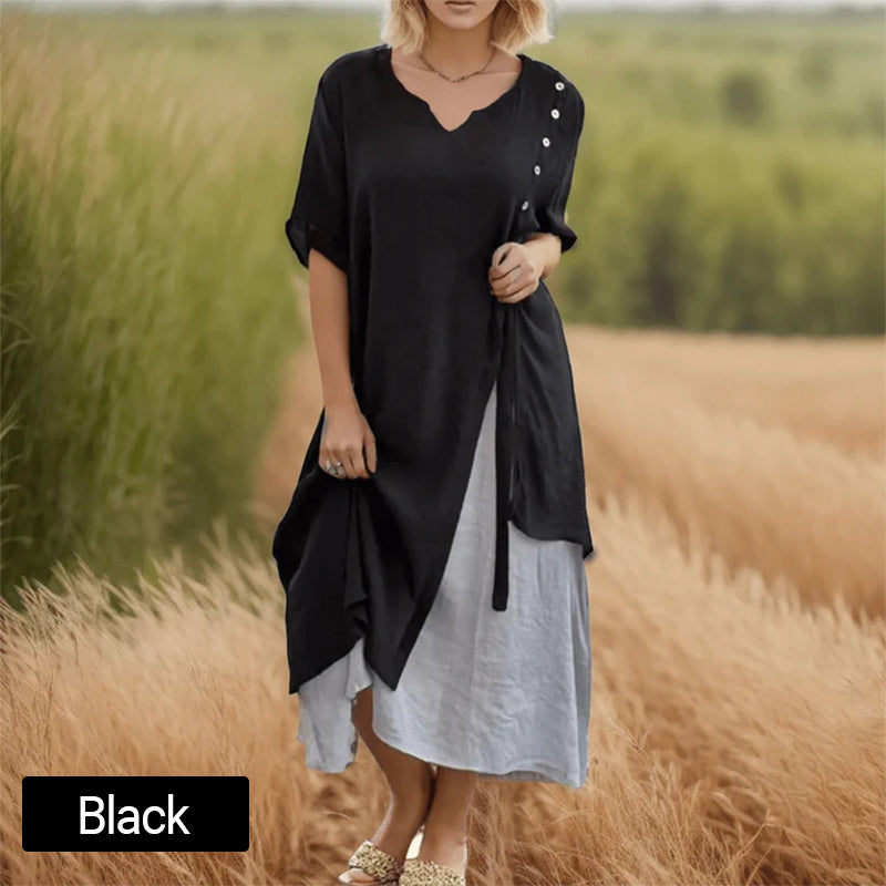 🔥Women's Fake Two-Piece Flowy Midi Dress