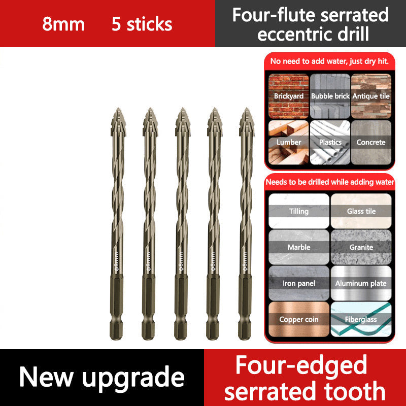 🔥Upgraded Eccentric Four-Flute Drill Bit for Ceramic. Glass. Marble. and Metal