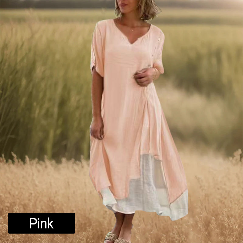 🔥Women's Fake Two-Piece Flowy Midi Dress