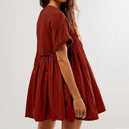 🔥Women's Summer Pleated Babydoll Dress with Pockets