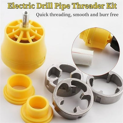🛠️Electric Drill Compatible PVC Pipe Threader Kit with Various Die Sizes