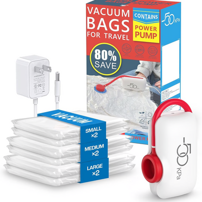 🔥6-Pack USB Electric Vacuum Compression Bags – Save Space. Travel Light!