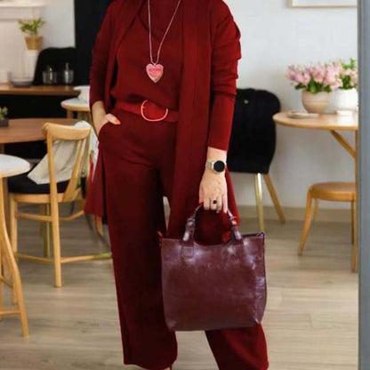 ⏳Time-Limited Special⏰Elegant 3-piece set including long cardigan. top and pants