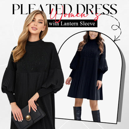 Women's Plus Size Lantern Sleeve Stand Collar Dress