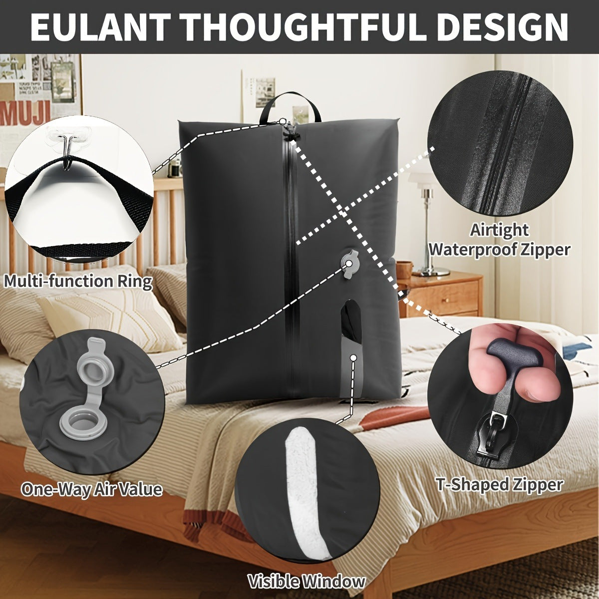 Travel storage vacuum compression bag
