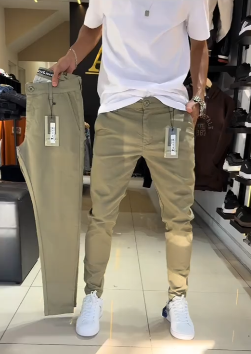 Men's Slim-Fit Casual Solid Color Pants