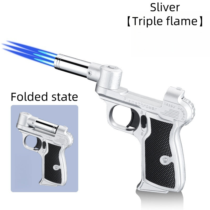 Creative windproof inflatable gun-shaped lighter