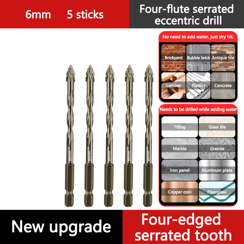 🔥Upgraded Eccentric Four-Flute Drill Bit for Ceramic. Glass. Marble. and Metal