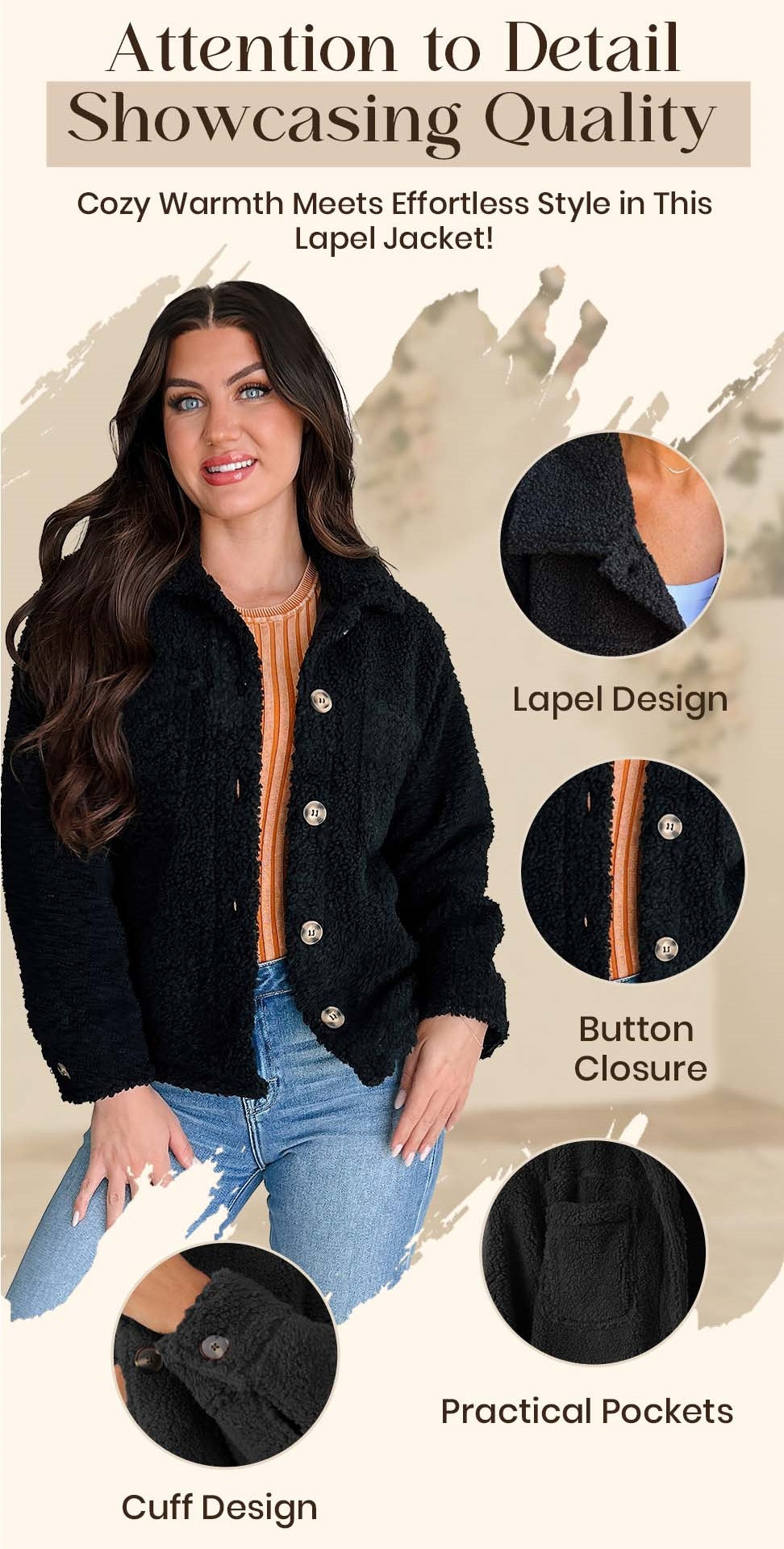 Warm Lapel Cropped Jacket