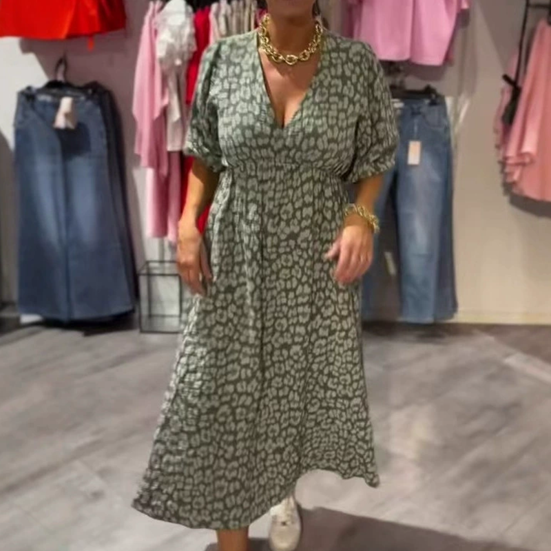 🎨New Arrival 50% Off💥Women's V-Neck Printed Dress – Brushstrokes of Summer🌺