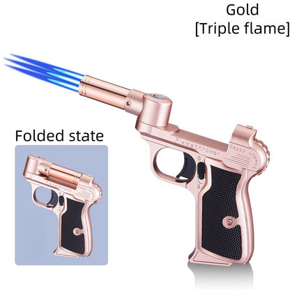 Creative windproof inflatable gun-shaped lighter