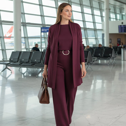 ⏳Time-Limited Special⏰Elegant 3-piece set including long cardigan. top and pants