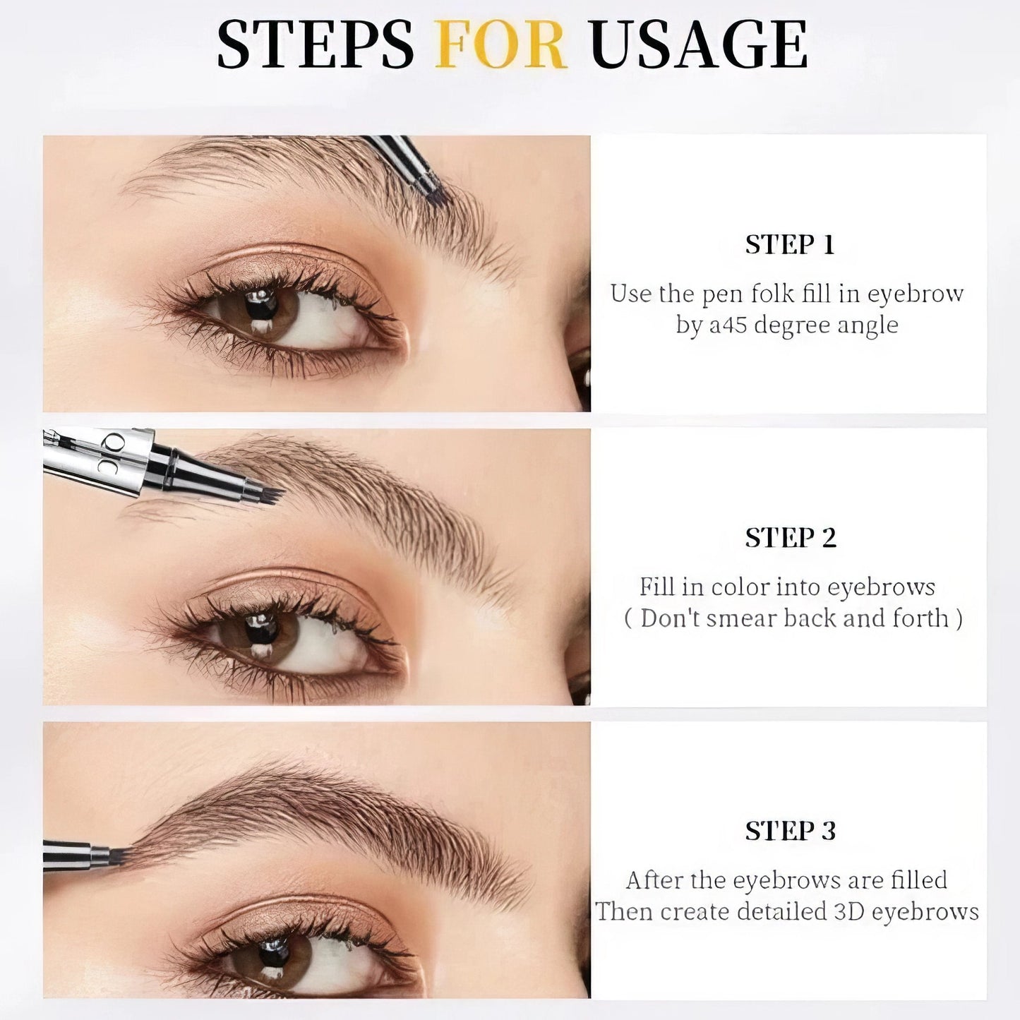 High Quality 3D Waterproof Microblading Eyebrow Pen 4 Fork Tip Tattoo Pencil