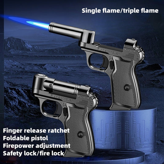 Creative windproof inflatable gun-shaped lighter