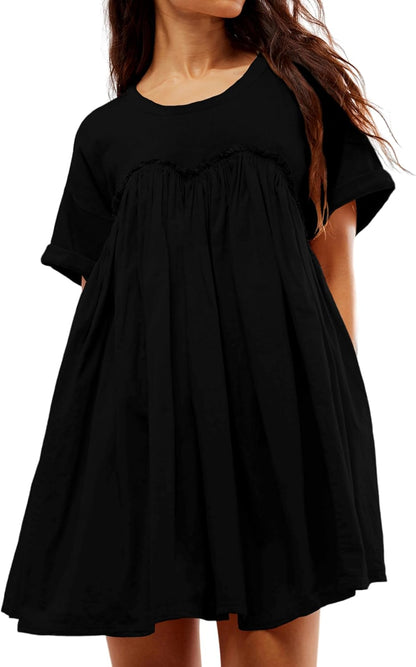 🔥Women's Summer Pleated Babydoll Dress with Pockets