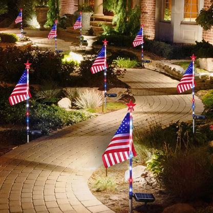 🇺🇸Solar FreedomPath Lights | 8 Connected in 1 Solar American Flag Pathway Stake Lights with 8 Modes
