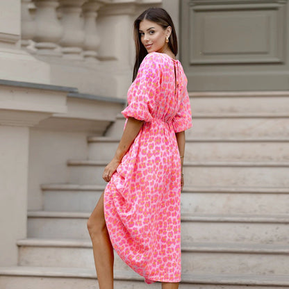 🎨New Arrival 50% Off💥Women's V-Neck Printed Dress – Brushstrokes of Summer🌺