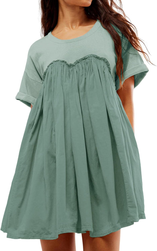 🔥Women's Summer Pleated Babydoll Dress with Pockets