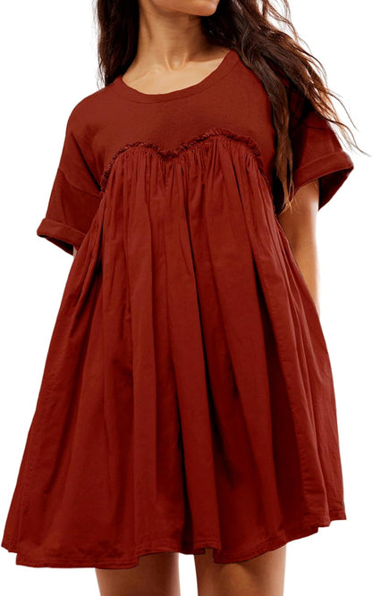 🔥Women's Summer Pleated Babydoll Dress with Pockets