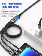 Transparent Luminous Super Fast Charging 3-in-1 Data Cable
