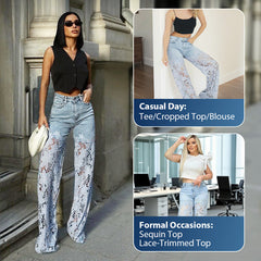 ⏰Time-limited Special-50% OFF💕👖Fashion Lace Patchwork Denim Jeans