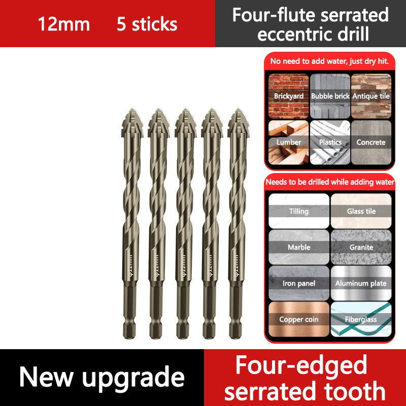 🔥Upgraded Eccentric Four-Flute Drill Bit for Ceramic. Glass. Marble. and Metal